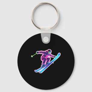 Bright colour skiing art ski lover skier winter keychain