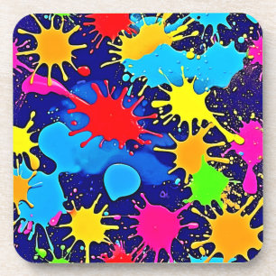 Bright Colour Splatter Coaster