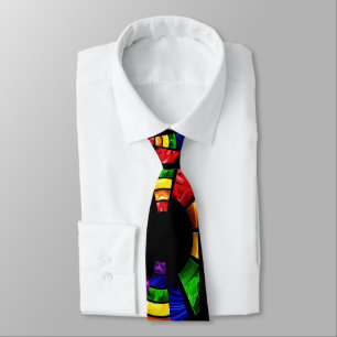 bright colour stain glass look tie
