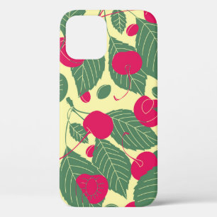 Bright colour summer pattern with cherries. Illust iPhone 12 Case