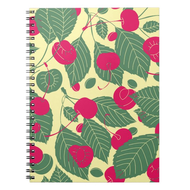 Bright colour summer pattern with cherries. Illust Notebook (Front)