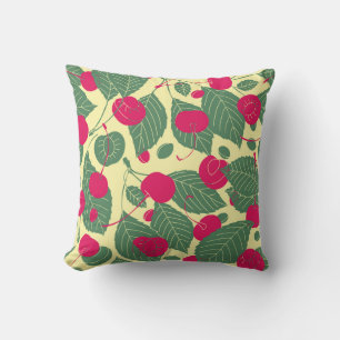 Bright colour summer pattern with cherries. Illust Throw Pillow
