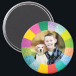 Bright Colour Wheel Round Photo Magnet<br><div class="desc">A fun gift for friends and family this colourful rainbow frame is the perfect addition to any fun photo.</div>