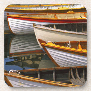 Bright coloured boats at the Wooden Boat Centre Coaster