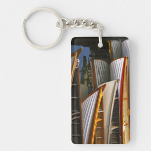 Bright coloured boats at the Wooden Boat Centre Keychain