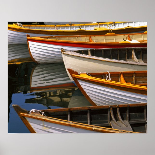 Bright coloured boats at the Wooden Boat Centre Poster (Front)