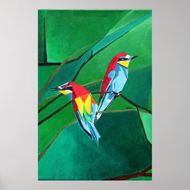 Bright Coloured European Bee Eater Bird Poster (Front)