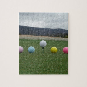 bright coloured Golf Balls on a mountain Jigsaw Puzzle
