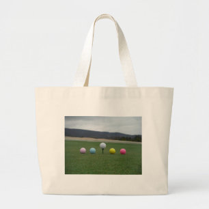 bright coloured Golf Balls on a mountain Large Tote Bag