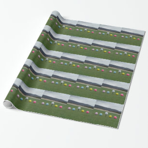 bright coloured Golf Balls on a mountain Wrapping Paper