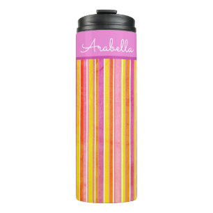 Bright Coloured Grunge Stripes Personalized Thermal Tumbler