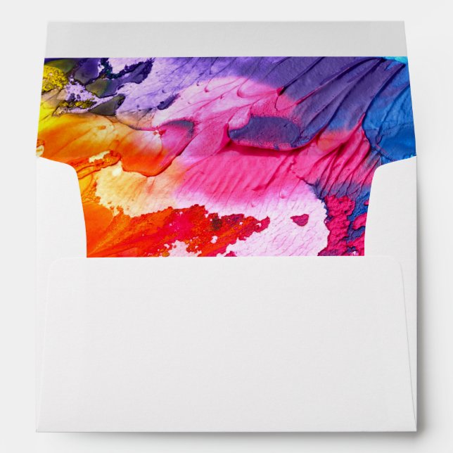 Bright Coloured Lined Envelope With Return Address (Back (Bottom))
