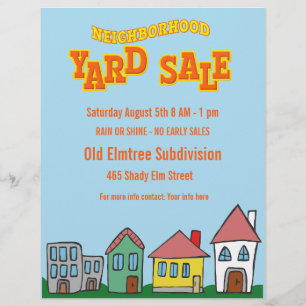 Bright Coloured Neighbourhood Yard Sale Flyers