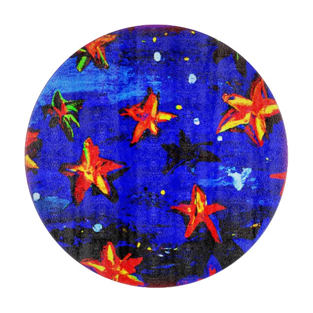 Bright Coloured Orange Stars. Buy Now Cutting Board (Front)