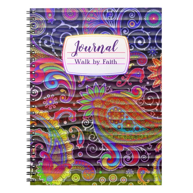 bright coloured paisley wavy composition notebook (Front)