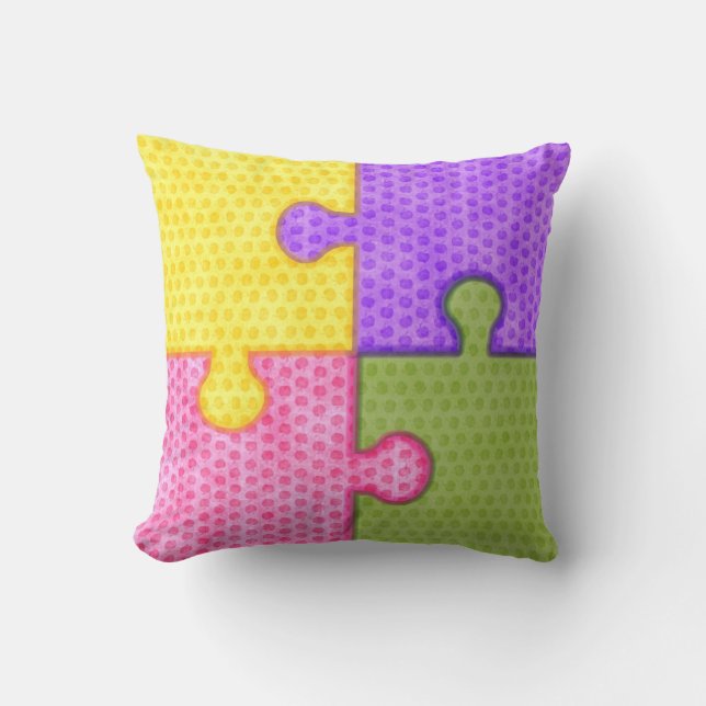 Bright Coloured Puzzle PIeces Throw Pillow (Front)