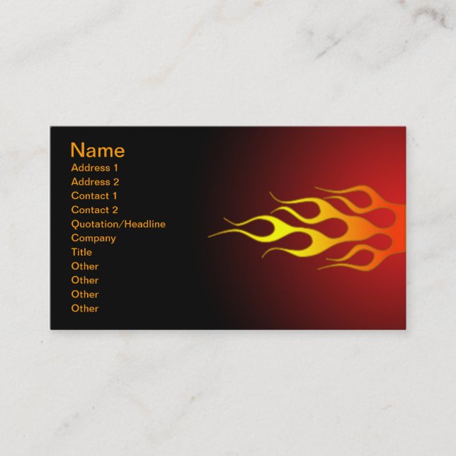 bright coloured racing flames business card (Front)