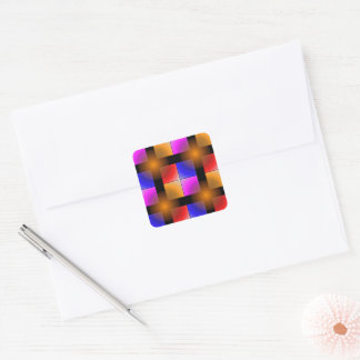 Bright Coloured Squares on Black Background Square Sticker
