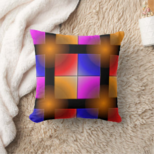 Bright Coloured Squares Throw Pillow