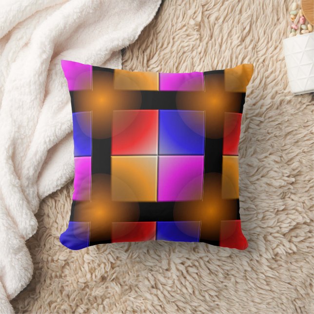 Bright Coloured Squares Throw Pillow (Blanket)