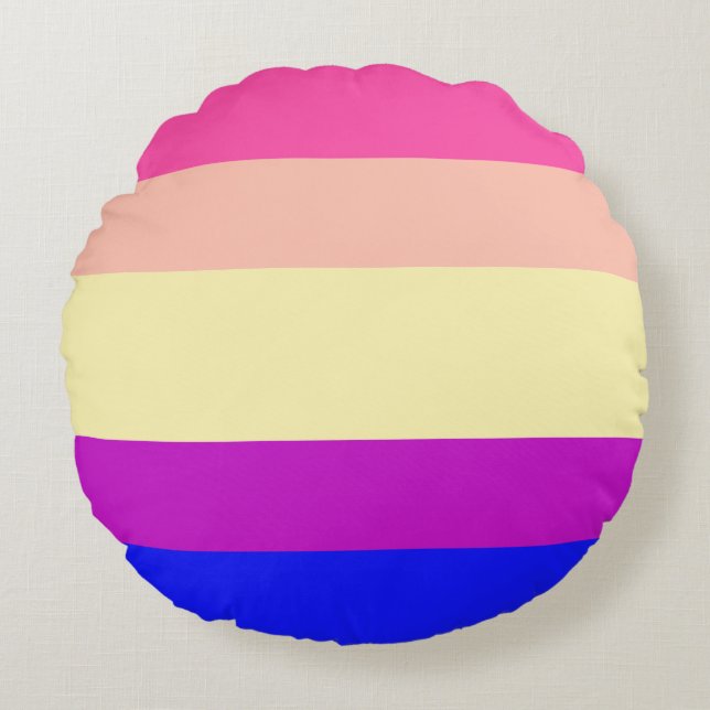 Bright Coloured Stripes-Summer- Round Pillow (Front)