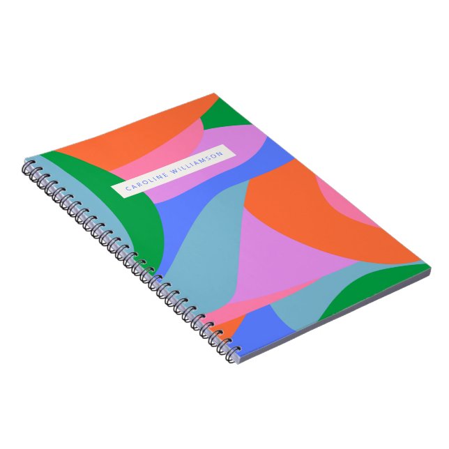Bright Colourful Abstract Art Personalized Name Notebook (Right Side)