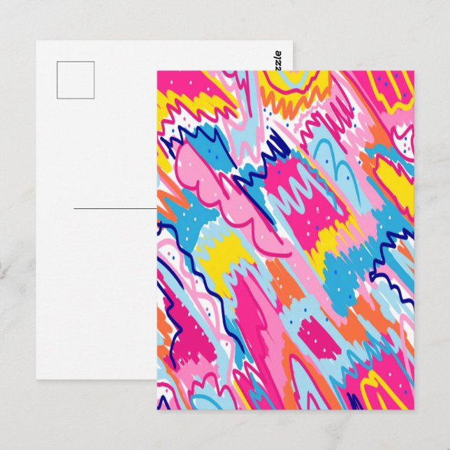 Bright Colourful Abstract Art Postcard (Front/Back)