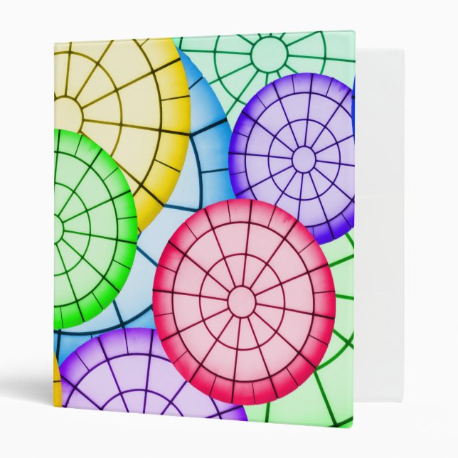 Bright Colourful Abstract Circles Pattern Binder (Front/Inside)