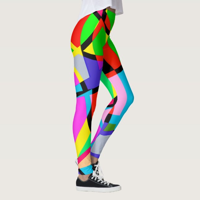 Bright  Colourful Abstract Design Leggings (Right)