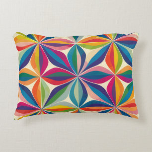 Bright colourful abstract floral pattern print accent pillow