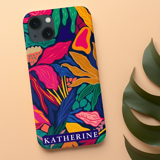 Bright colourful abstract floral |Trendy girly Case-Mate iPhone Case (Creator Uploaded)