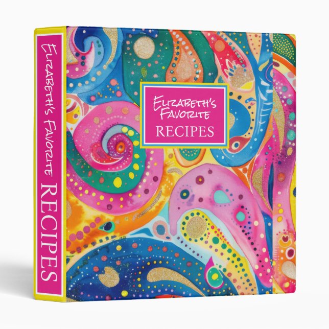Bright Colourful Abstract Geometric Recipe Binder (Front/Spine)