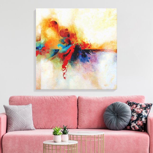 Bright Colourful Abstract Oil Painting Canvas Print (Insitu(LivingRoom))
