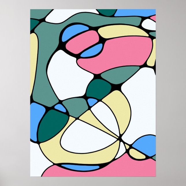 Bright Colourful Abstract Pattern - Pink Blue Gree Poster (Front)