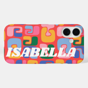 Bright Colourful Abstract Shapes Personalized Name iPhone 16 Case