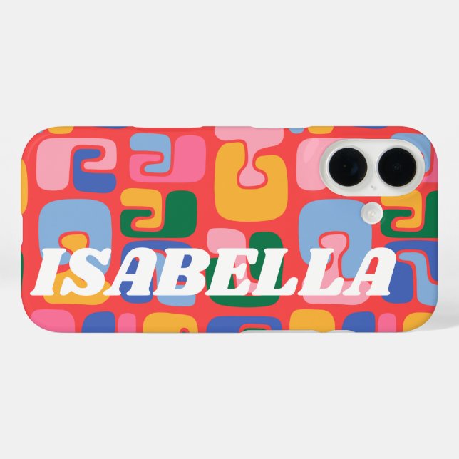 Bright Colourful Abstract Shapes Personalized Name Case-Mate iPhone Case (Back (Horizontal))