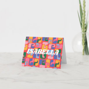 Bright Colourful Abstract Shapes Personalized Name Note Card