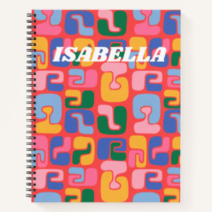 Bright Colourful Abstract Shapes Personalized Name Notebook