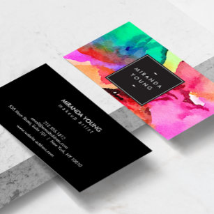 Bright Colourful Abstract Watercolor Art Business Card