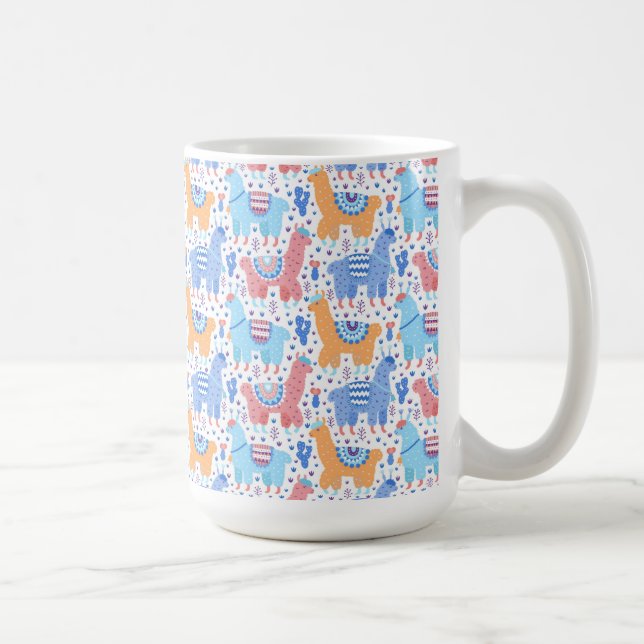Bright Colourful Alpaca Pattern Coffee Mug (Right)