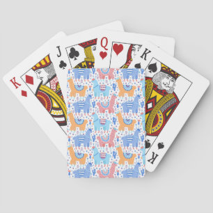 Bright Colourful Alpaca Pattern Playing Cards