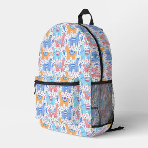 Bright Colourful Alpaca Pattern Printed Backpack