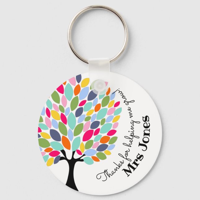 Bright colourful apple tree helping me grow keychain (Front)