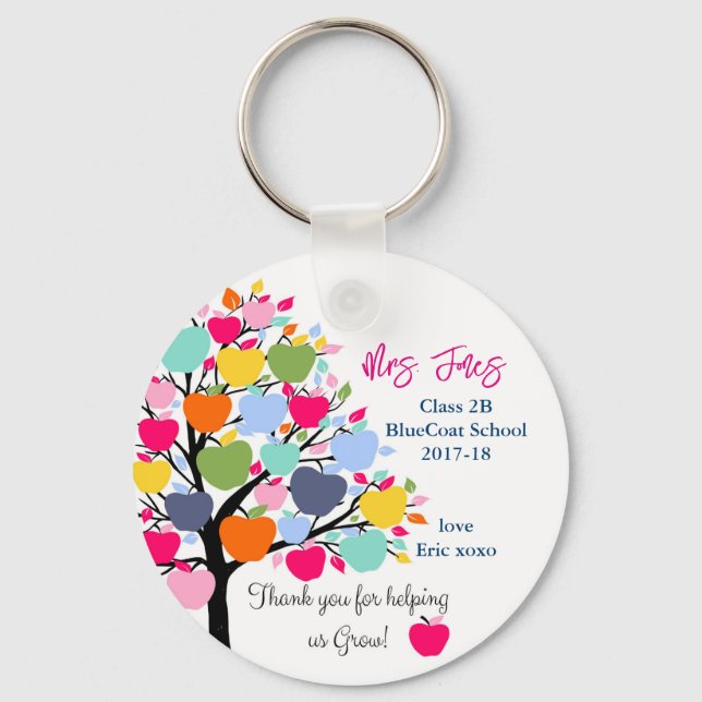 Bright Colourful Apple Tree Keychain, Helping Us  Keychain (Front)