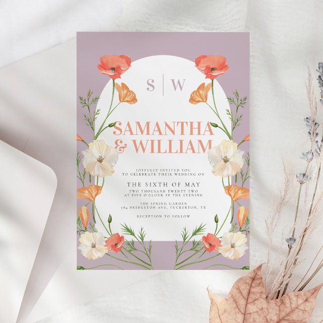 Bright Colourful Arch Boho Floral Wedding Invitation (Creator Uploaded)