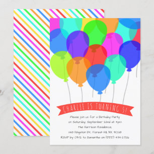 Bright Colourful Balloons Any Age Birthday Invitation