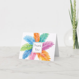 Bright Colourful Beach Palm Leaves Thank You Card