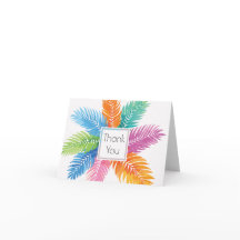 Bright Colourful Beach Palm Leaves Thank You Card