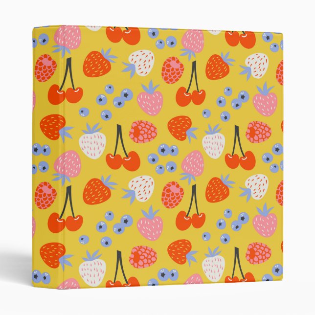 Bright Colourful Berry Fruit Pattern Binder (Front/Spine)