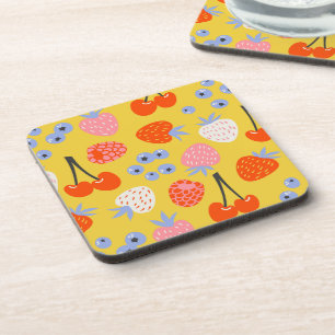 Bright Colourful Berry Fruit Pattern Coaster